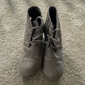 Beige Wedge Lace Up Ankle Boots